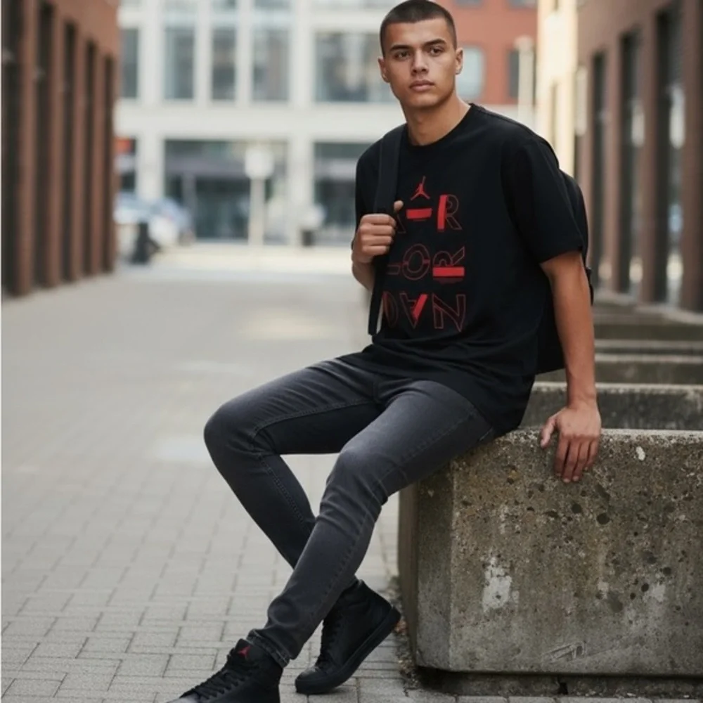 Jordan Black Tee with Red Graphic